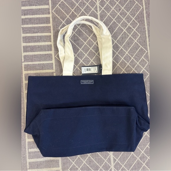 Vineyard Vines Navy & White Logo Canvas Tote - Picture 2 of 3